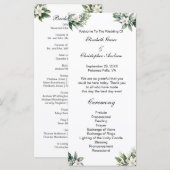 Witte bloemengroen traditioneel huwelijksprogramma menu (Voorkant / Achterkant)