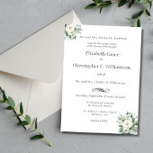 Witte bloemengroen traditionele formele bruiloft kaart