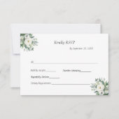 Witte bloemengroen traditionele formele bruiloft RSVP kaartje (Voorkant)