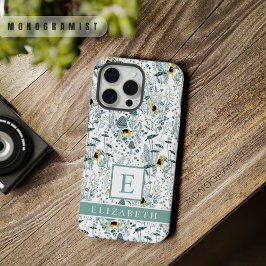 witte bloemengroene bloemen iPhone 15 pro max case