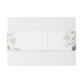 Witte bloemengroene buikband uitnodigingen wikkel (Achterkant Voorbeeld)