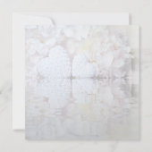 Witte bloemenharten golven bruiloft repetitie dine kaart (Achterkant)