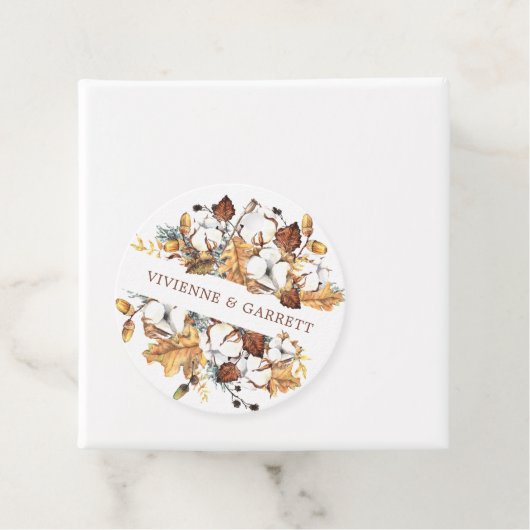 Witte bloemenherfst herfst bladeren bruiloft dank bedankjes labels (In situ)