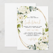 Witte bloemenhortensia, groen, geometrisch kaart (Voorkant / Achterkant)