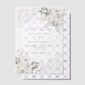 Witte bloemenkant bruiloft vellum uitnodigingen (Offset (Uitnodiging))