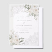 Witte bloemenkant bruiloft vellum uitnodigingen (Offset)