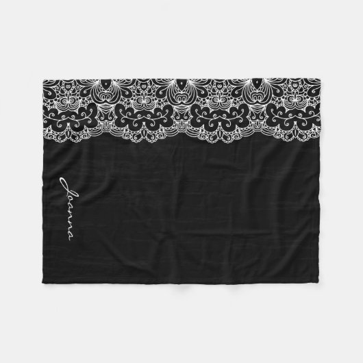 Witte bloemenkant fleece deken (Voorkant (Horizontaal))