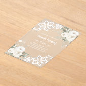 Witte bloemenkant verjaardag acryl uitnodigingen (Laagn)