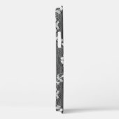 Witte bloemenkant: zwarte achtergrond. Case-Mate iPhone case (Achterkant / Rechts)