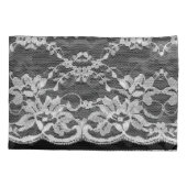 Witte bloemenkant: zwarte achtergrond. kussensloop (Achterkant)