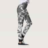 Witte bloemenkant: zwarte achtergrond. leggings (Rechts)
