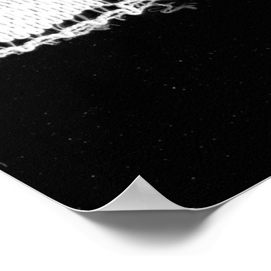 Witte bloemenkant: zwarte achtergrond. poster (Hoek)