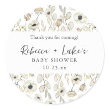 Witte bloemenkoppels babyshower bedankbrief gunst 