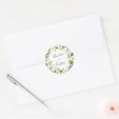 Witte bloemenkrans bruiloft Classic ronde Sticker (Envelop)