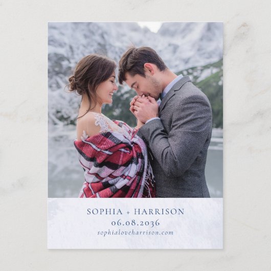 Witte bloemenkrans bruiloft details foto informatiekaartje (Achterkant)