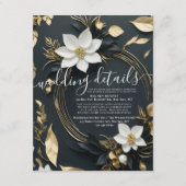 Witte bloemenkrans bruiloft details foto informatiekaartje (Voorkant)