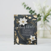 Witte bloemenkrans bruiloft details foto informatiekaartje (Staand voorkant)