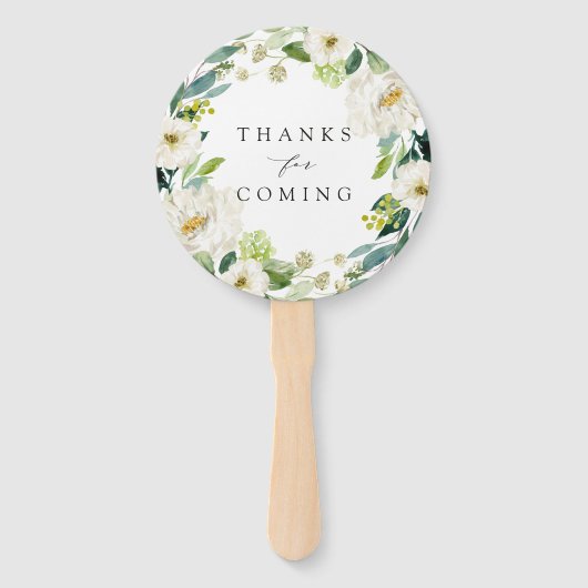 Witte bloemenkrans bruiloft handwaaier (Achterkant)