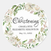 Witte bloemenkrans doopenvelop zegel (Voorkant)