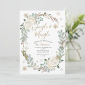 Witte bloemenkrans Jingle & Mingle Winter Kaart (Staand voorkant)
