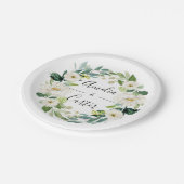 Witte Bloemenkrans Trouwpapier Bord (Gekanteld)