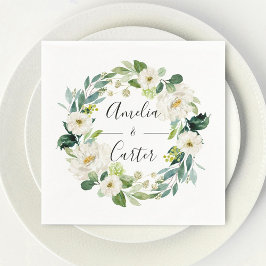Witte Bloemenkrans Trouwpapier servet