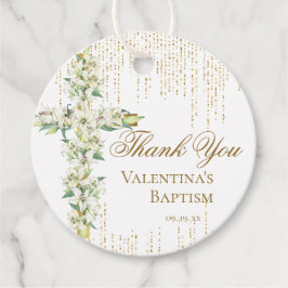 Witte Bloemenkruis Gouden Glitter Script Bedankt Bedankjes Labels
