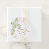 Witte Bloemenkruis Gouden Glitter Script Bedankt Bedankjes Labels (In situ)