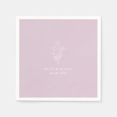Witte Bloemenlijn Boeket Lila bruiloft Servet (Voorkant)