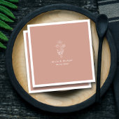 Witte Bloemenlijn Boeket Terracotta Bruiloft Servet