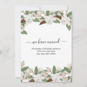 Witte bloemenmagnolia's script bewegende aankondig aankondiging (Voorkant)