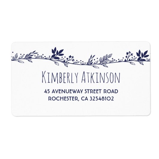 Witte bloemenmarine elegante bruiloft etiket (Voorkant)