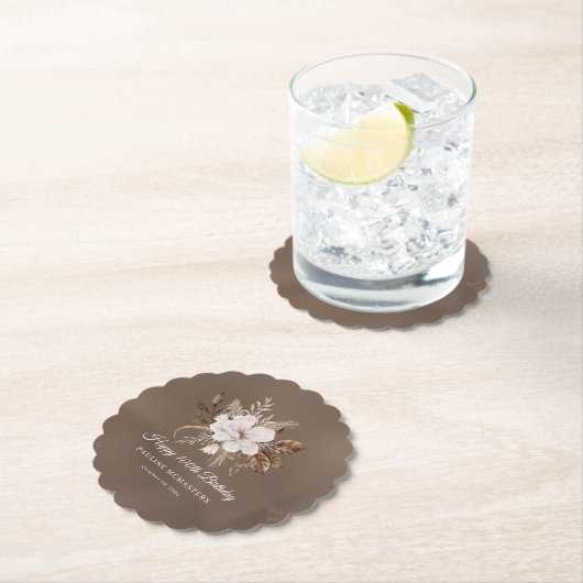 Witte Bloemenneutrale Herfst 100ste Verjaardag Kartonnen Onderzetters (Insitu)