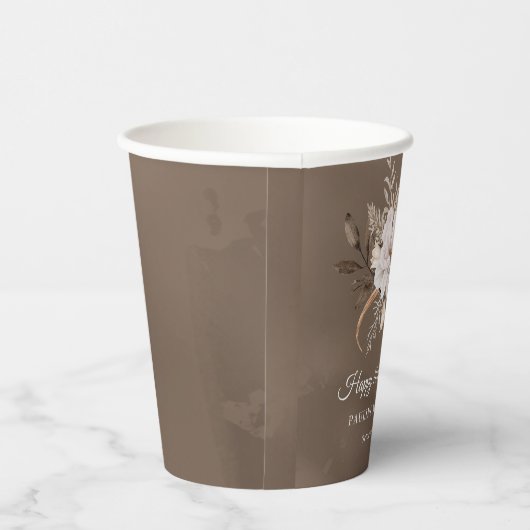 Witte Bloemenneutrale Herfst 100ste Verjaardag Papieren Bekers (Rechts)