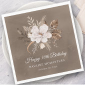 Witte bloemenneutrale Herfst 30e geboortedag Servet