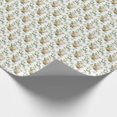 Witte bloemenpaaseieren met patroon cadeaupapier (Hoek)