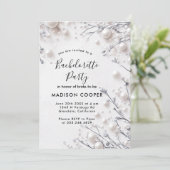 Witte bloemenparels vrijgezellenfeest kaart (Staand voorkant)