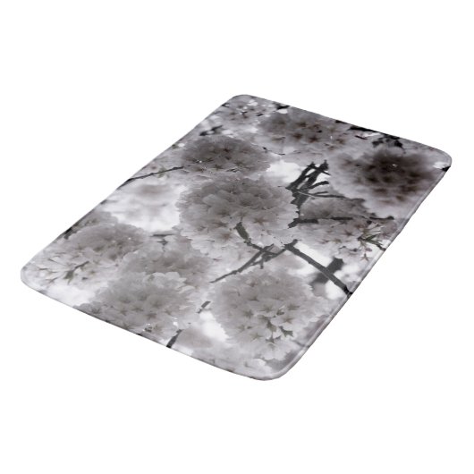 Witte bloemenprint badmat (Gekanteld)