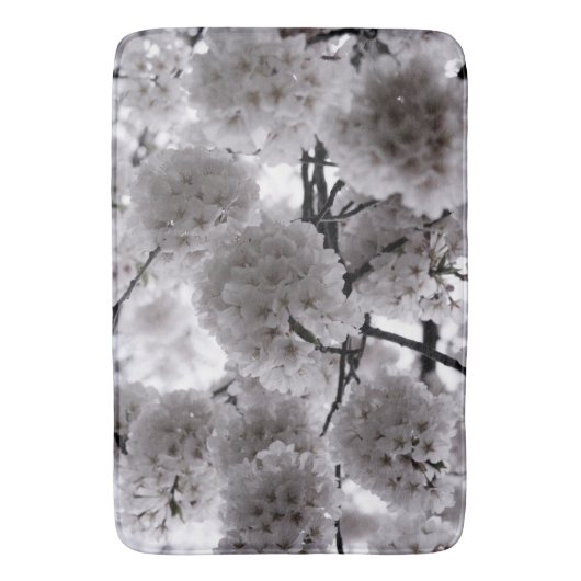 Witte bloemenprint badmat (Voorkant Verticaal)