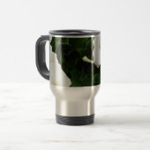 Witte bloemenroestvrijstalen reizen / pendelaar Mo Reisbeker (Voorkant links)