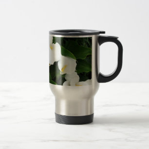 Witte bloemenroestvrijstalen reizen / pendelaar Mo Reisbeker
