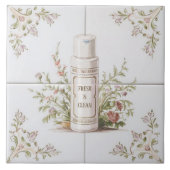 Witte Bloemenrol op deodorant grappige badkamer Tegeltje (Voorkant)
