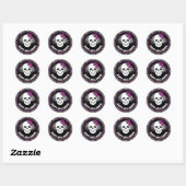 Witte bloemenschedel & zwarte glitter Halloween Ronde Sticker (Vel)