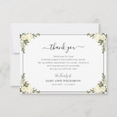 Witte bloemenschrift begrafenis dank u nota bedankkaart (Voorkant)