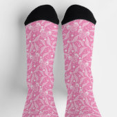 Witte bloemenslak op roze achtergrond sokken (Top)