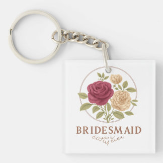 Witte bloemensleutelhanger van acryl - Bruidsmeisj Sleutelhanger