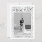 Witte bloemenslinger bruiloft in vintage stijl bedankkaart (Voorkant)