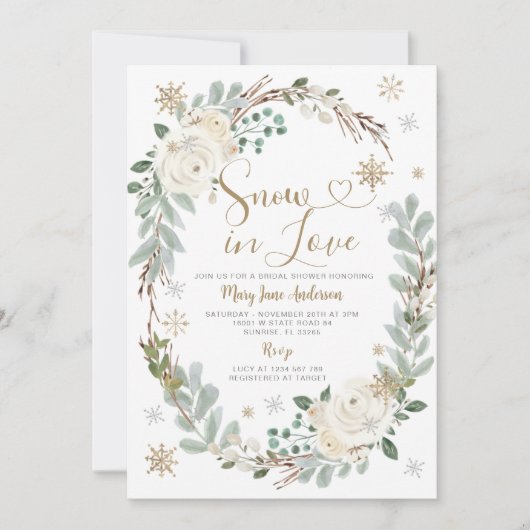 Witte Bloemensneeuw in Liefde Winter Vrijgezellenf Kaart (Voorkant)