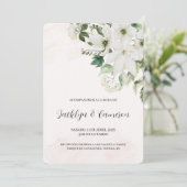 Witte bloemenspaanse bruiloft uitnodiging (Staand voorkant)