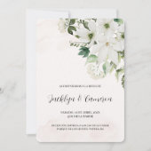 Witte bloemenspaanse bruiloft uitnodiging (Voorkant)